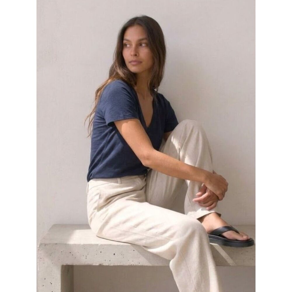 Everlane The Supima Cotton Slim V-Neck Tee Navy Blue Size Small NWOT